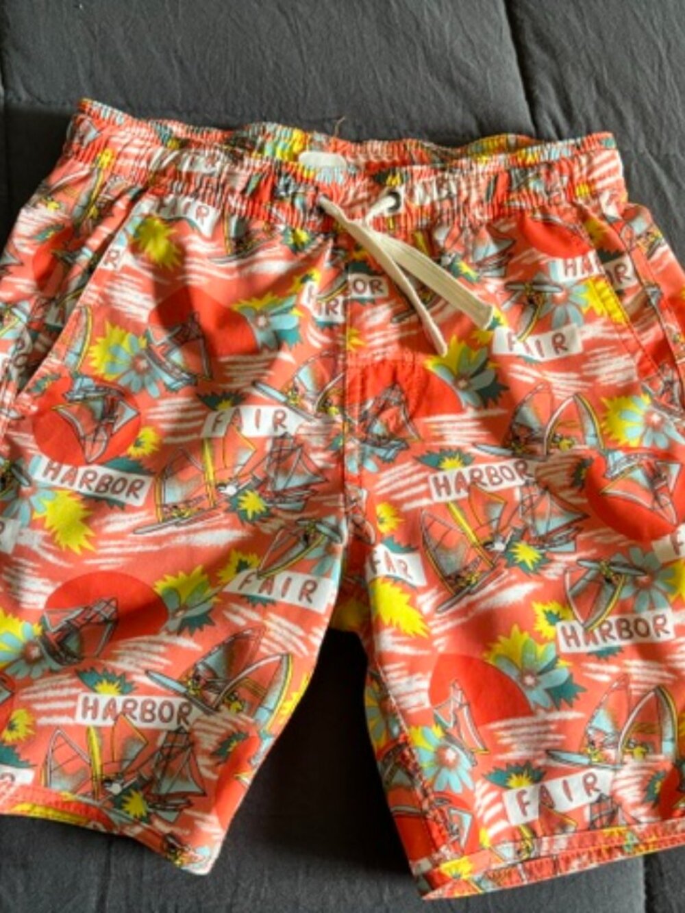 Fair Harbor Orange Youth Small Lined Swim Trunks
